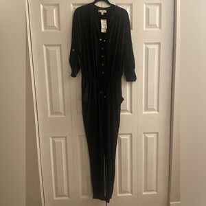 NWT MICHAEL Michael Kors Black Button-Down Jumpsuit